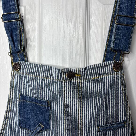 NWT Easel L Los Angeles Womens Denim Overalls Railroad Stripe Size Large - Picture 3 of 8